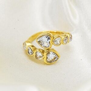 18k Gold Plated Crystal Heart Ring
